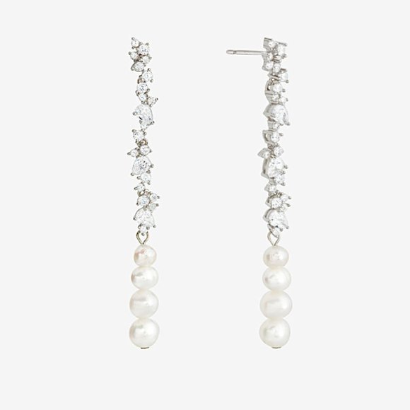 NEW~ Anthropologie SHASHI "Kalista or Celeste" Crystal & Pearl Drop Earrings - Picture 3 of 12